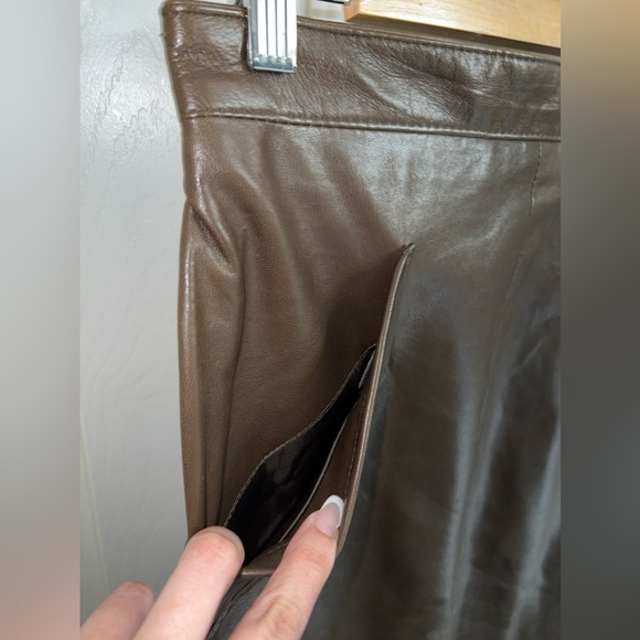 Vintage Lanna Leather Brown Pencil Skirt 10 - Picture 7 of 13